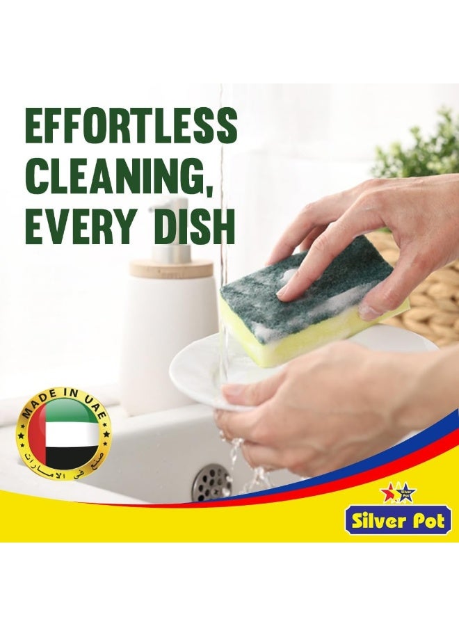 Silver Pot وعاء فضي 5 قطع إسفنجة ومجرف مطبخ - 12 سم إسفنجة تنظيف متعددة الاستخدامات للأواني والمقالي وأدوات المطبخ والأسطح الحساسة - Image 4